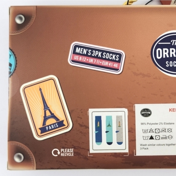 Orrsum Sock Co. 3 Pairs Men's Socks Featuring Iconic Travel Places Pack Sz 8-12 - Picture 5 of 8